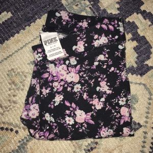 Pink floral leggings, size small
